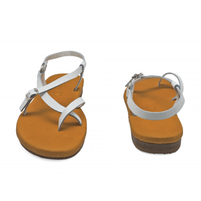Women Sandals LS-15 White Corrected Grain Leather